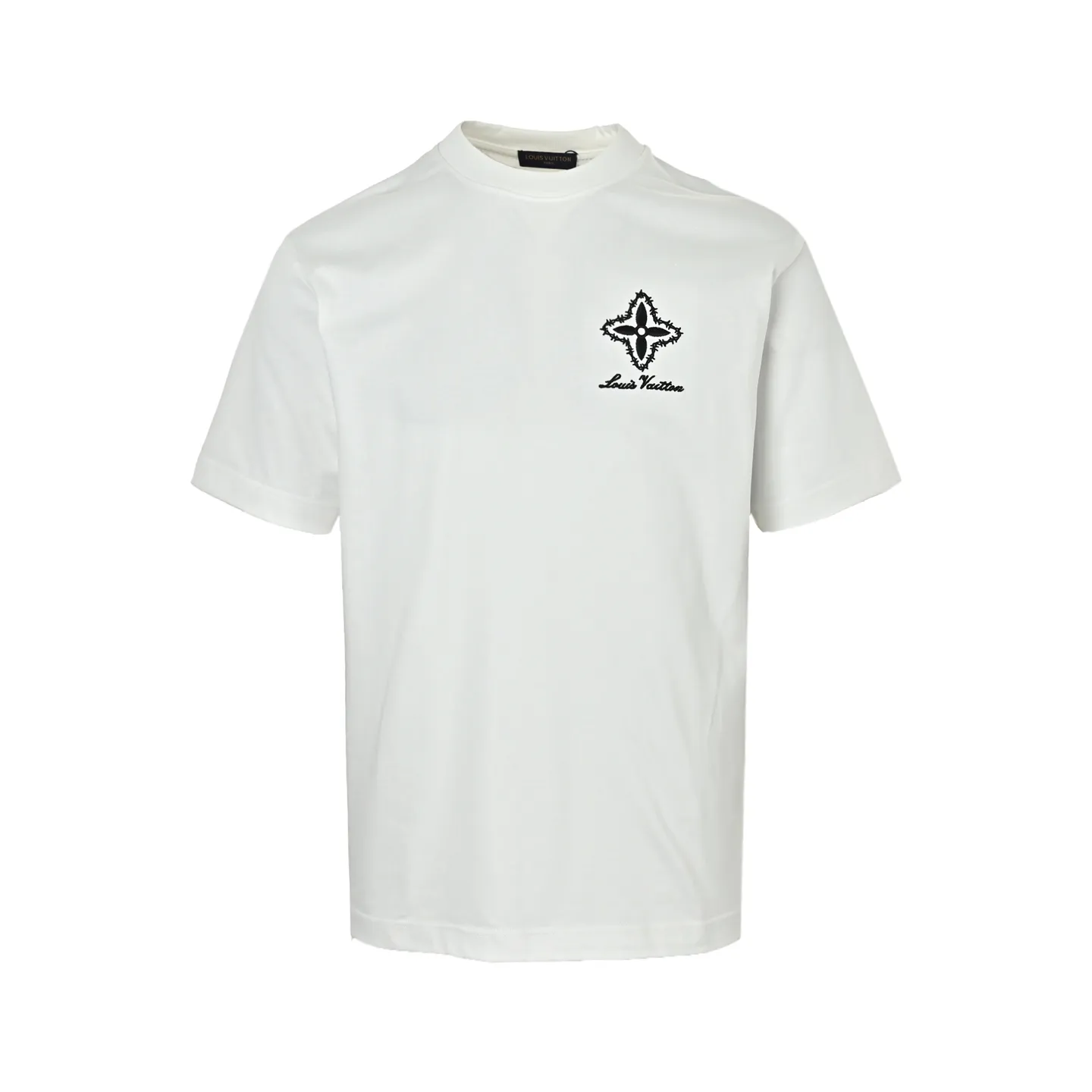 Louis Vuitton/Louis Vuitton four-leaf clover old flower embroidery round neck short sleeves